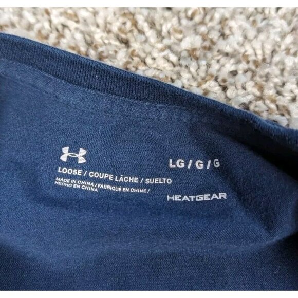 Under Armour Project Rock Long Sleeve T Shirt Large Blue Mens USA Flag Military - Picture 5 of 6